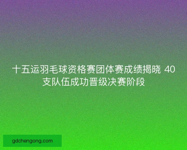 十五运羽毛球资格赛团体赛成绩揭晓 40支队伍成功晋级决赛阶段
