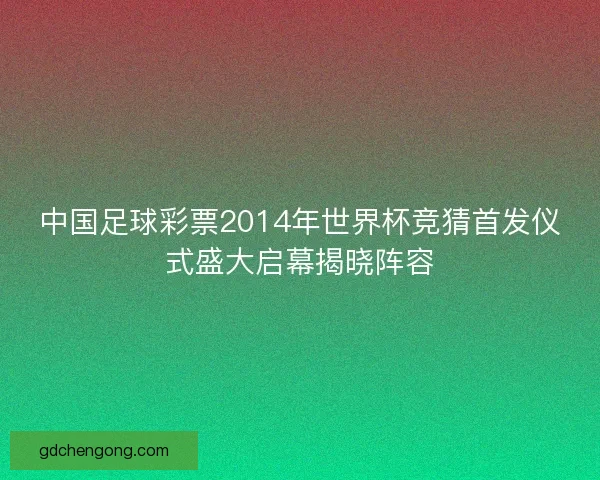 中国足球彩票2014年世界杯竞猜首发仪式盛大启幕揭晓阵容